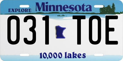 MN license plate 031TOE