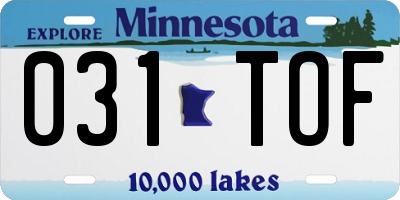 MN license plate 031TOF