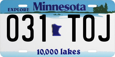 MN license plate 031TOJ
