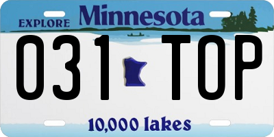 MN license plate 031TOP