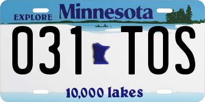 MN license plate 031TOS