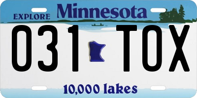 MN license plate 031TOX