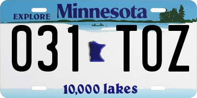MN license plate 031TOZ