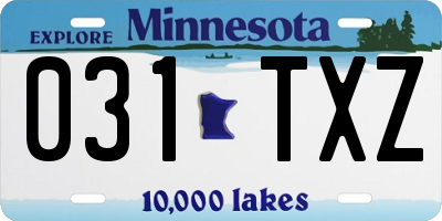 MN license plate 031TXZ