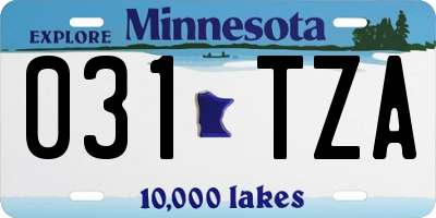 MN license plate 031TZA