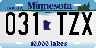MN license plate 031TZX
