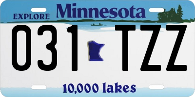 MN license plate 031TZZ
