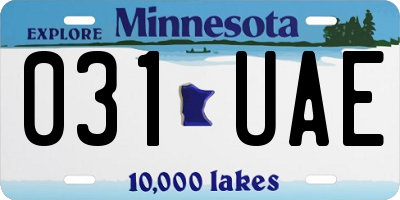 MN license plate 031UAE