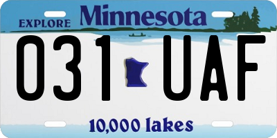 MN license plate 031UAF