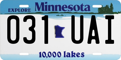 MN license plate 031UAI