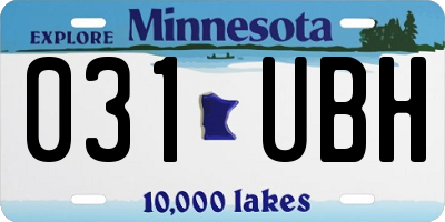 MN license plate 031UBH