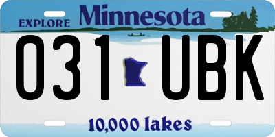 MN license plate 031UBK