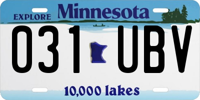 MN license plate 031UBV