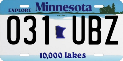 MN license plate 031UBZ