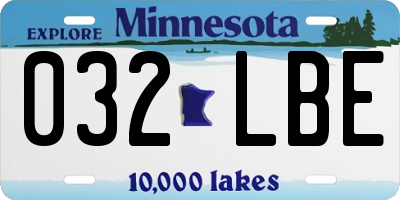 MN license plate 032LBE