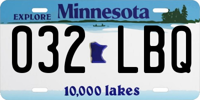 MN license plate 032LBQ