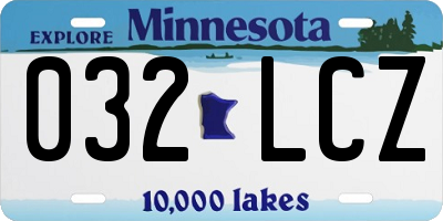 MN license plate 032LCZ