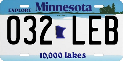 MN license plate 032LEB