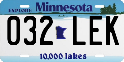 MN license plate 032LEK