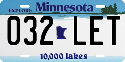 MN license plate 032LET