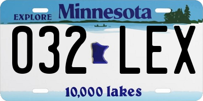 MN license plate 032LEX