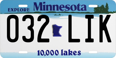 MN license plate 032LIK