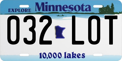 MN license plate 032LOT