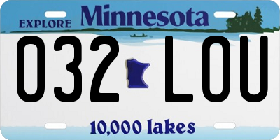MN license plate 032LOU