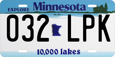 MN license plate 032LPK