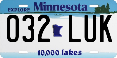 MN license plate 032LUK