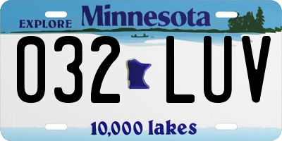 MN license plate 032LUV