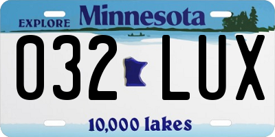 MN license plate 032LUX