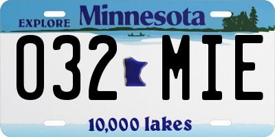 MN license plate 032MIE