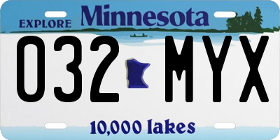 MN license plate 032MYX