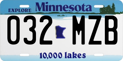 MN license plate 032MZB