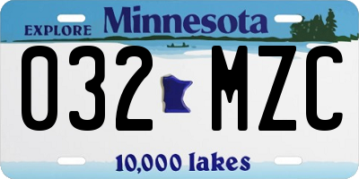 MN license plate 032MZC