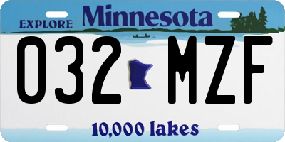 MN license plate 032MZF