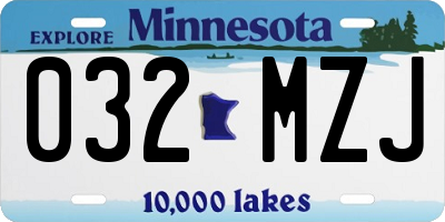 MN license plate 032MZJ
