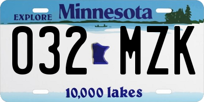 MN license plate 032MZK