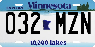 MN license plate 032MZN