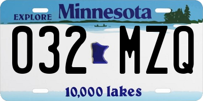 MN license plate 032MZQ
