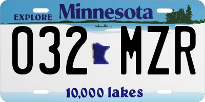 MN license plate 032MZR