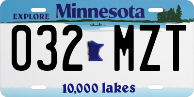 MN license plate 032MZT