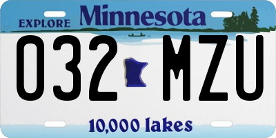 MN license plate 032MZU
