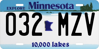 MN license plate 032MZV