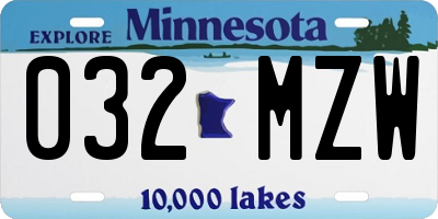 MN license plate 032MZW