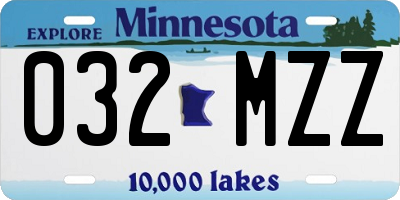 MN license plate 032MZZ