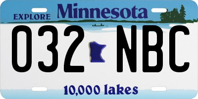 MN license plate 032NBC