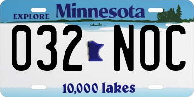 MN license plate 032NOC