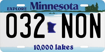 MN license plate 032NON
